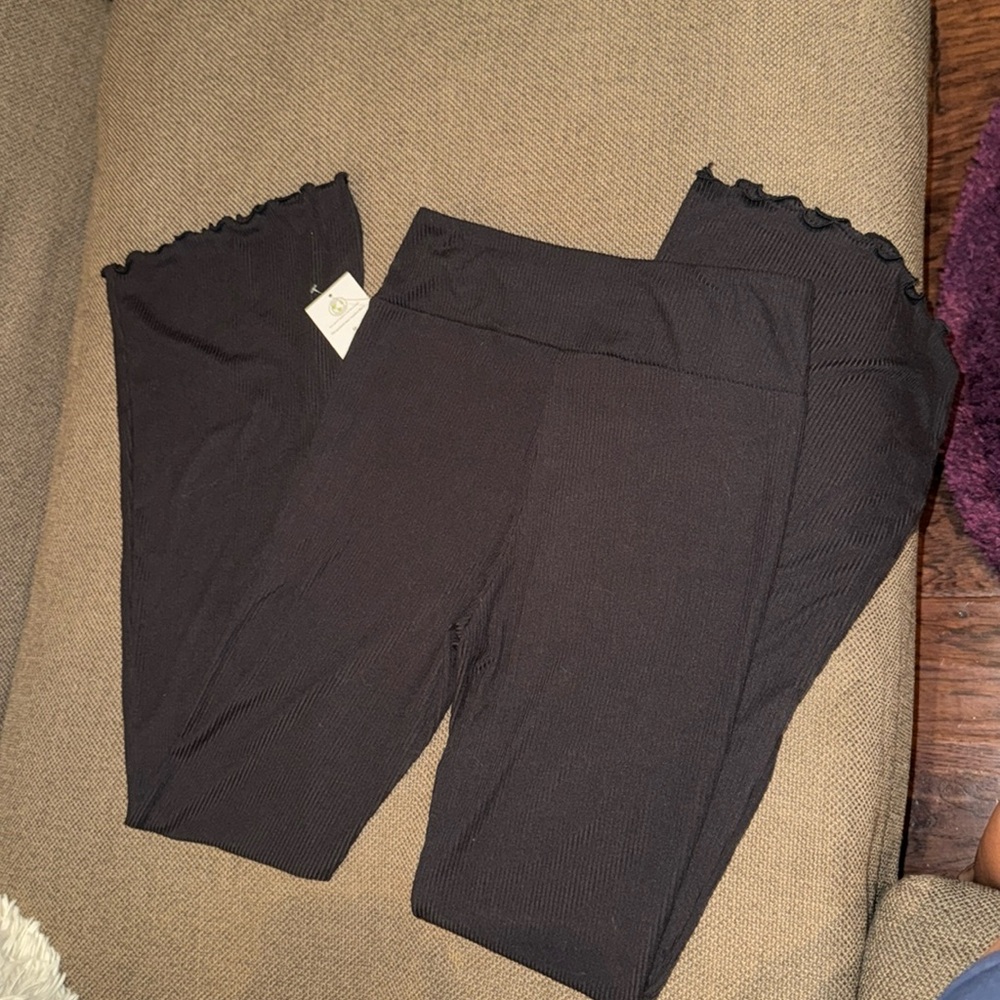 No Boundaries womens black ribbed flare pants casual dressy bottoms Medium (7-9) - Picture 6 of 8